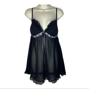 Sexy Black Sheer Nightie Lingerie Nightgown Apt 9